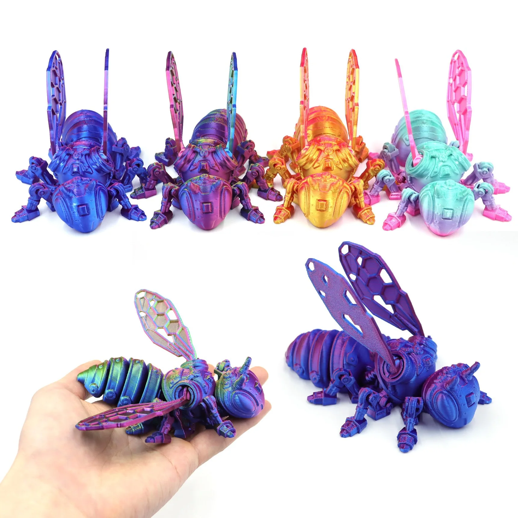 3D Printing Mechanical Bee Model with Movable Wing Joints Creative Home Decorations Children's Gift Home Accessories