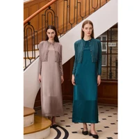 AP Women 2026 Autumn and Winter Modal Shirt and O Neck Acetate Satin Maxi Dress Lurex Cardigan High Quality Lady Clothing - Image 2