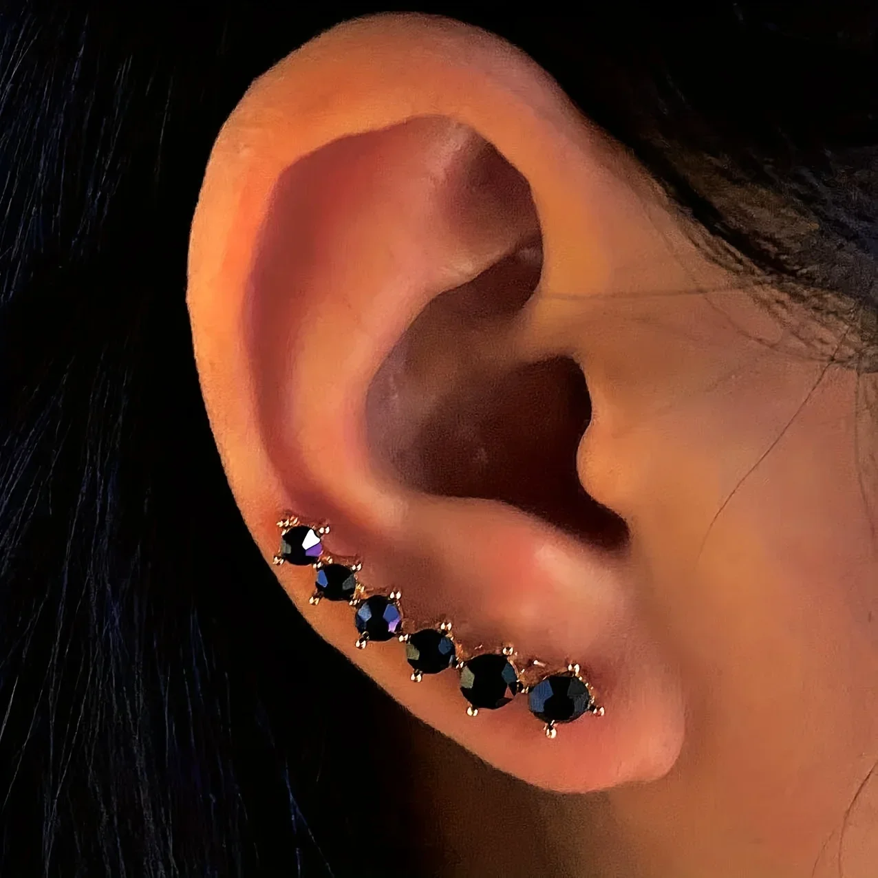 1 Pair Shiny Rhinestone Decor Crawler Earrings Long Colorful Glass Rhinestone Prom Party Earring Jewelry Gifts For Women & Girls