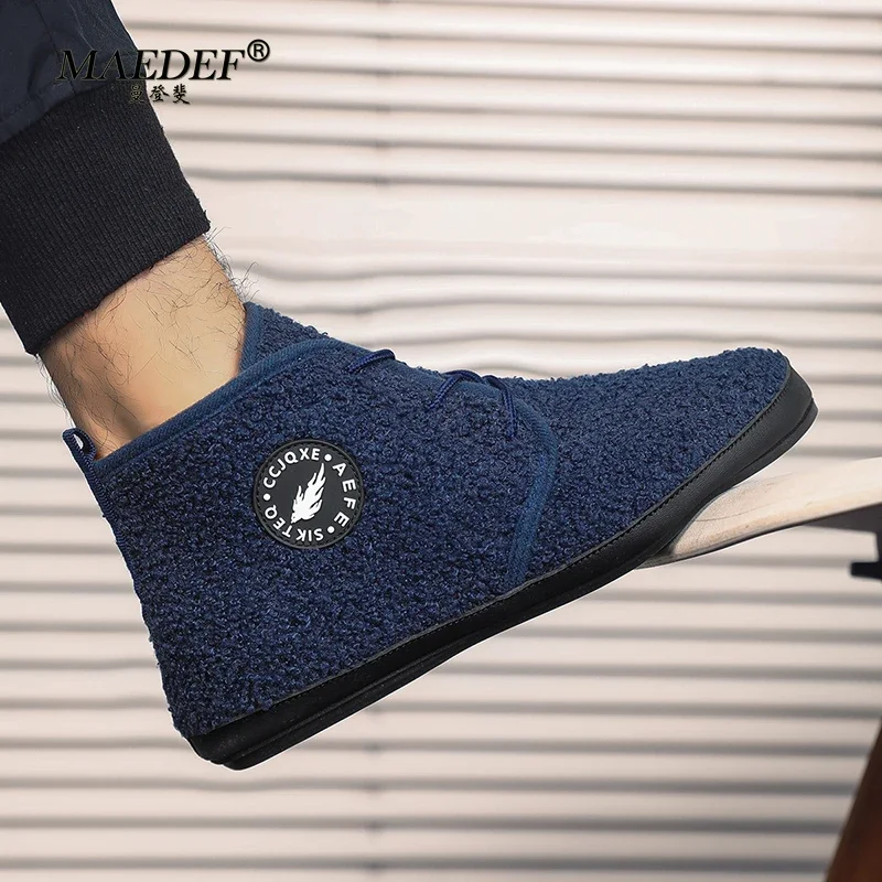 MAEDEF-Chaussures Montantes en Coton pour Homme, Légères, à Lacets, en Peluche, Chaudes, Décontractées, d'Nik, d'Hiver