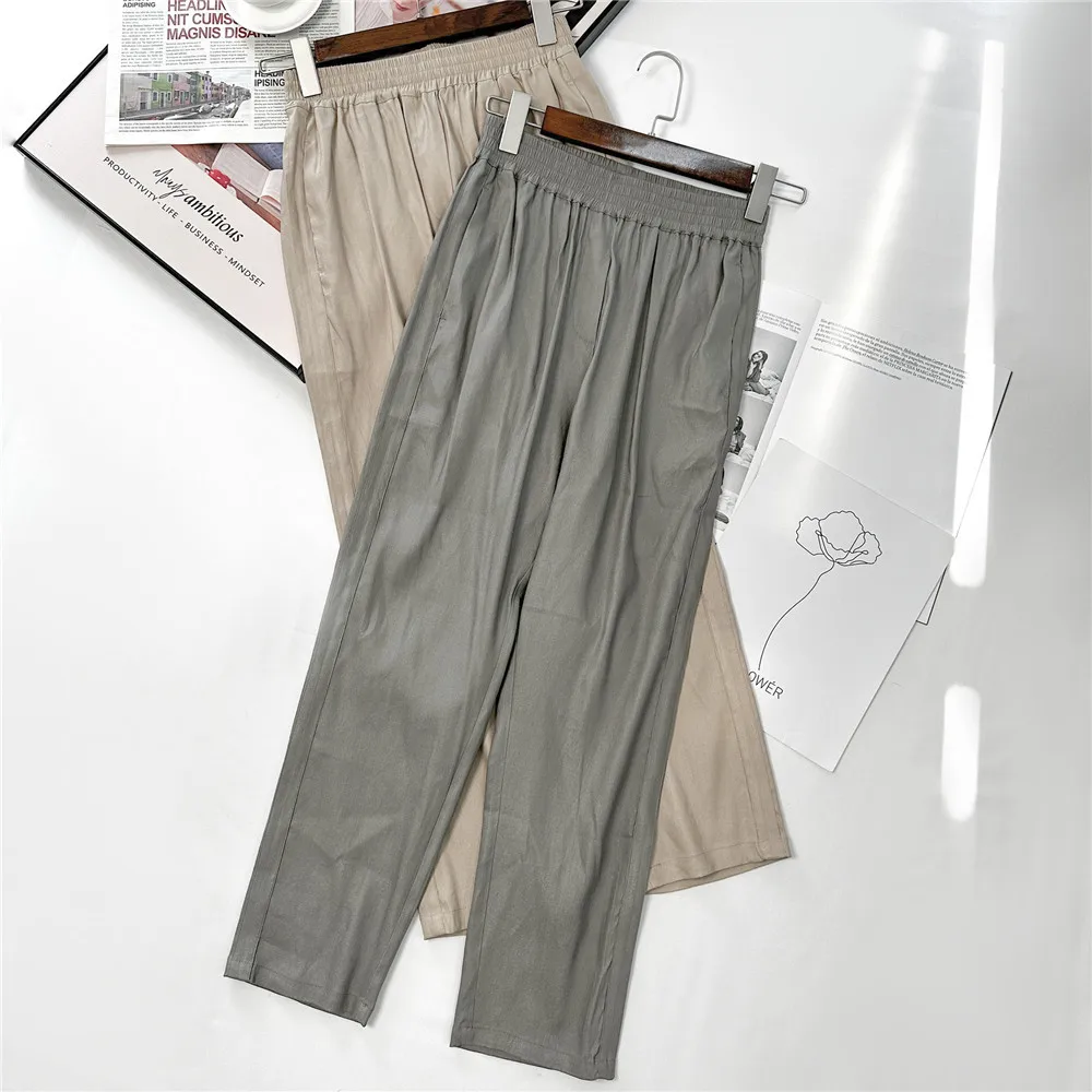 

2025 New Casual Fashion Solid Color Linen Commuter Versatile Simple Women's Suit Pants