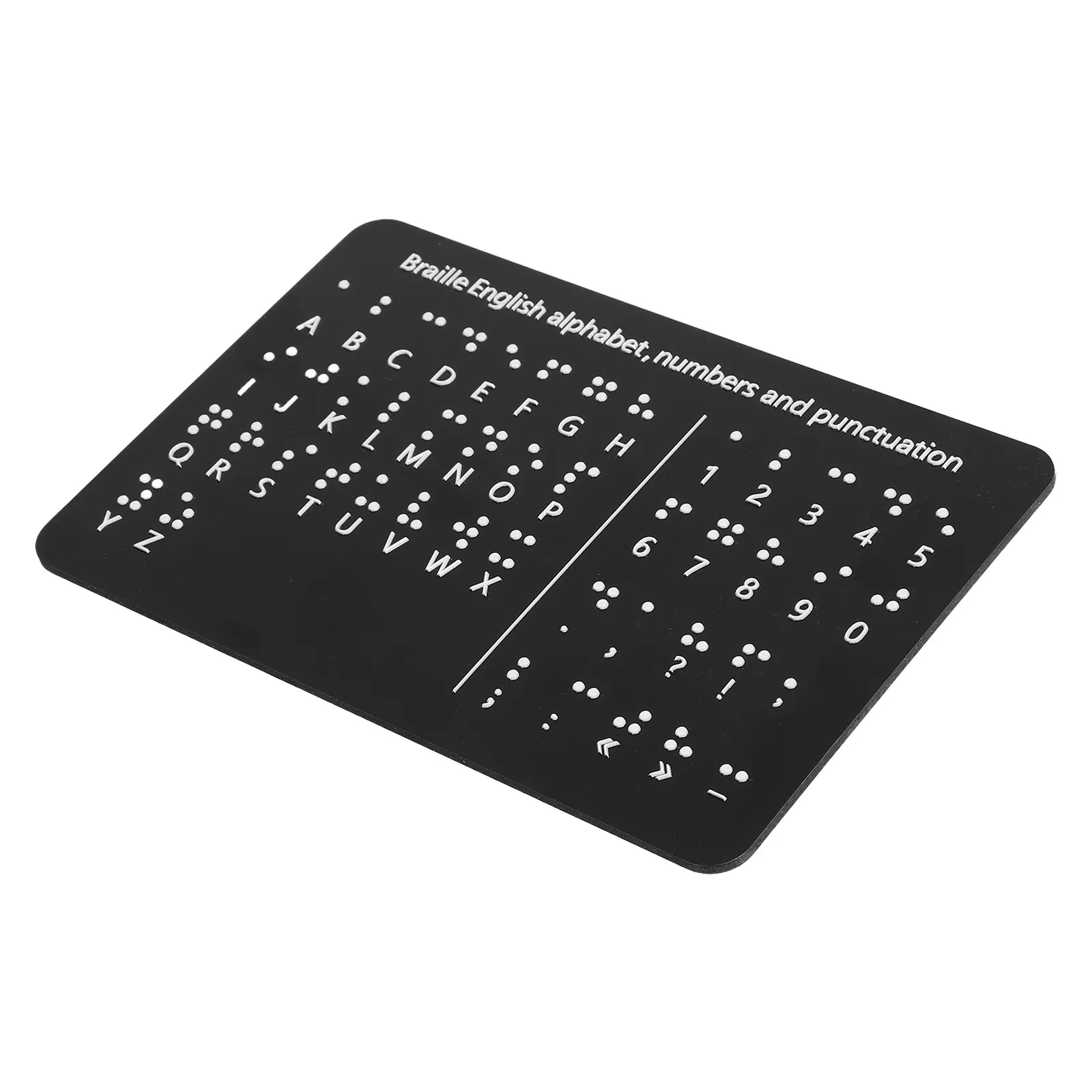 Braille Alphabet Board Black Raised Dots Number Punctuation Letter Fingerboard Beginner Teaching Aid Blind Learning