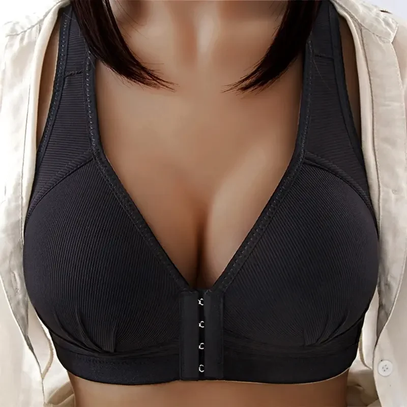 Sexy Plus Size Push Up Bra Front Closure Solid Color Brassiere Wire Free Bralette Seamless Bras For Women Hot Sale