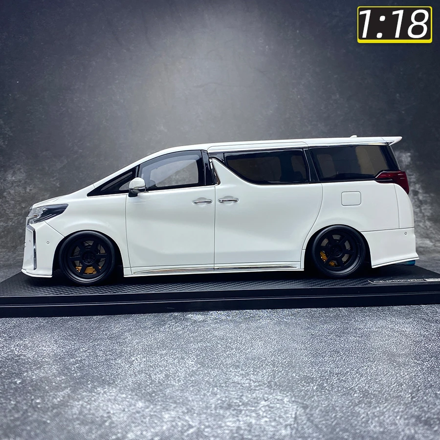 ignation IG 1/18 Toyota Alphard H30W Pearl white resin seal design Car model MPV Static decoration Holiday gift collection