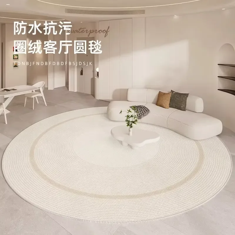 Cream Style Stripe Carpets for Living Room Light Bedroom Decor Carpet Round Soft Rug Home Thick Non-slip Floor