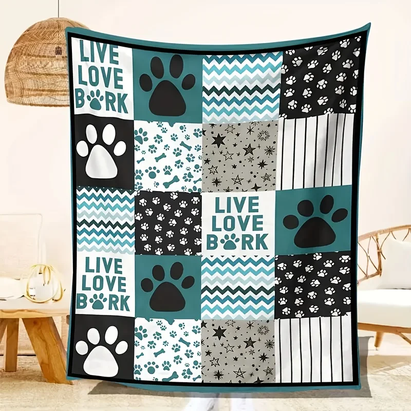 Dog Scratch Bone Print Cover Blanket, Flannel Soft Warm Plush Lightweight Blanket for Men And Women, Pets, Suitable for Beds, Sofas, Chairs, Outdoor Pet Decoration