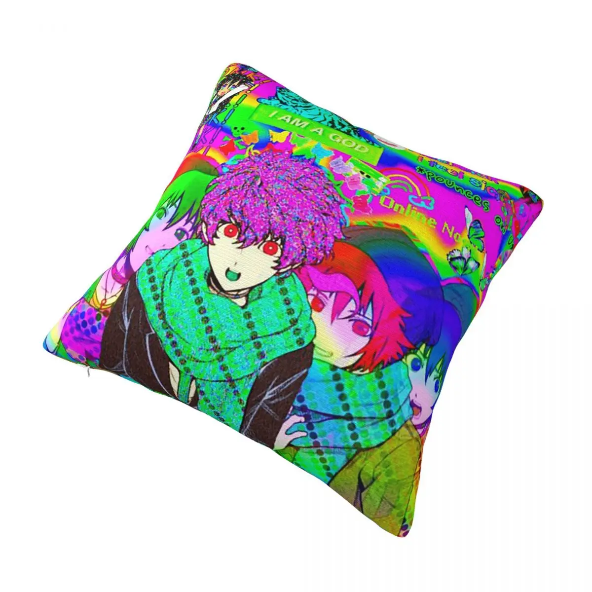 Your Turn To Die Anime Plaid Pillowcase Soft Fabric Cushion Cover Decor Cartoon Collage Throw Pillow Case Cover Home Zipper 18\