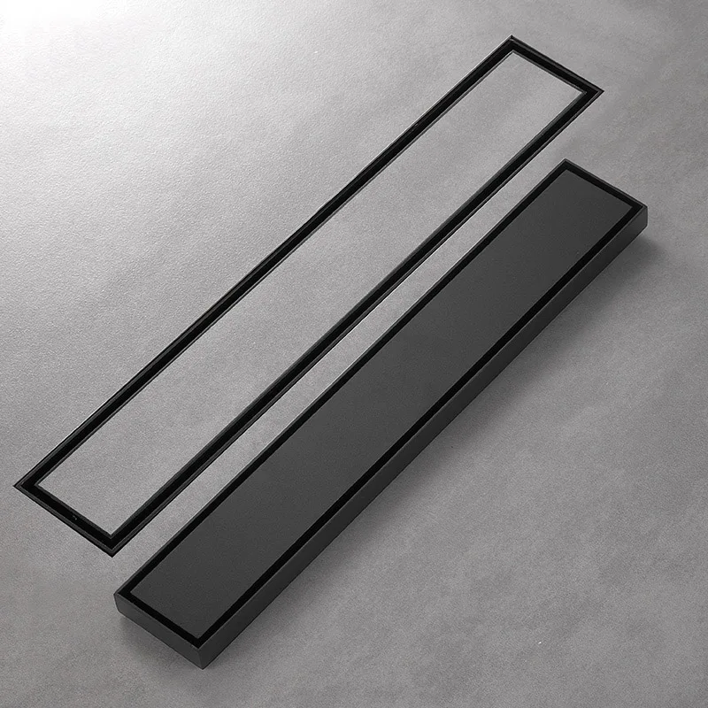 

60cm Invisible Floor Drain Stainless Steel Rectangle Anti-odor Bath Shower Tray Long Drainage Linear Floor Drains Cover Brushed