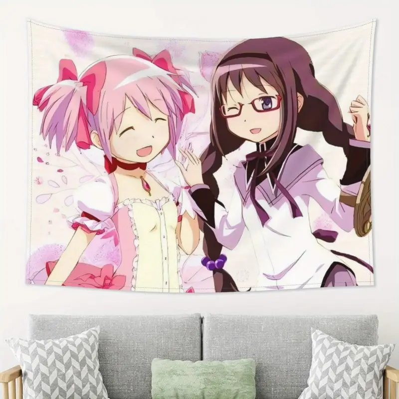 VIKAMA Magical Girl Little Round Deer Eye Round Dawn Flame Tapestry, Japanese Anime Wall Hanging for Room Decor