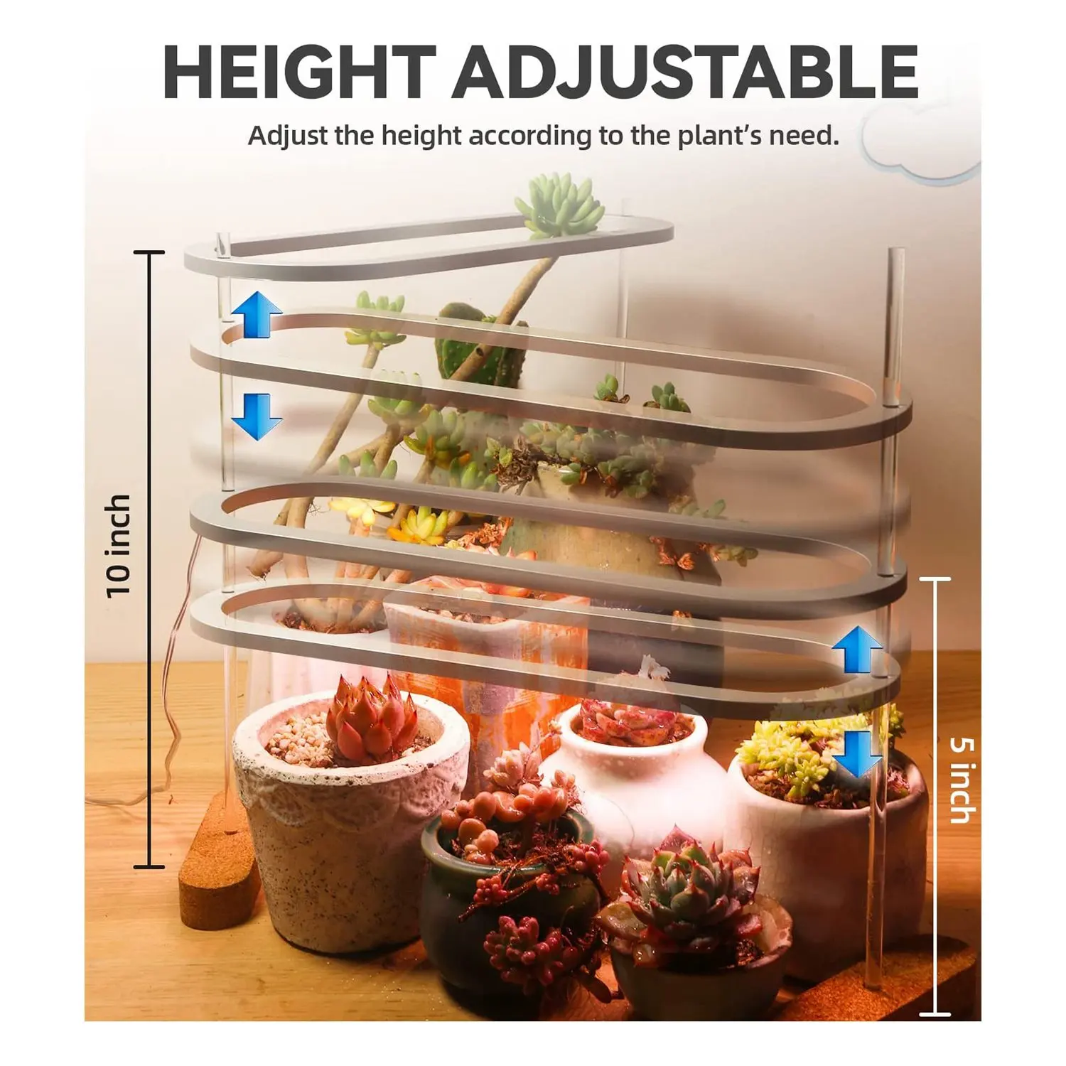 

B59A 1 Piece Grow Lights For Indoor Plants Full Spectrum LED 50 Grow Lamps Height Adjustable Halo Growing Lamp With Yellow Light