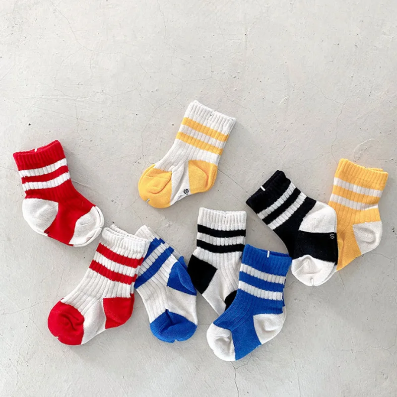 4Pair/lot new two-color children's socks autumn and winter boys girls casual sports kids socks