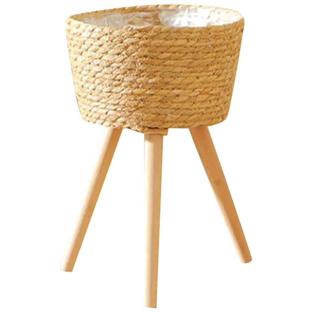 

Wooden Flower Stand for Plants Indoor Corner Frame 18cm Wicker Basket Planter Holder Potted Plant Stand Home Decor