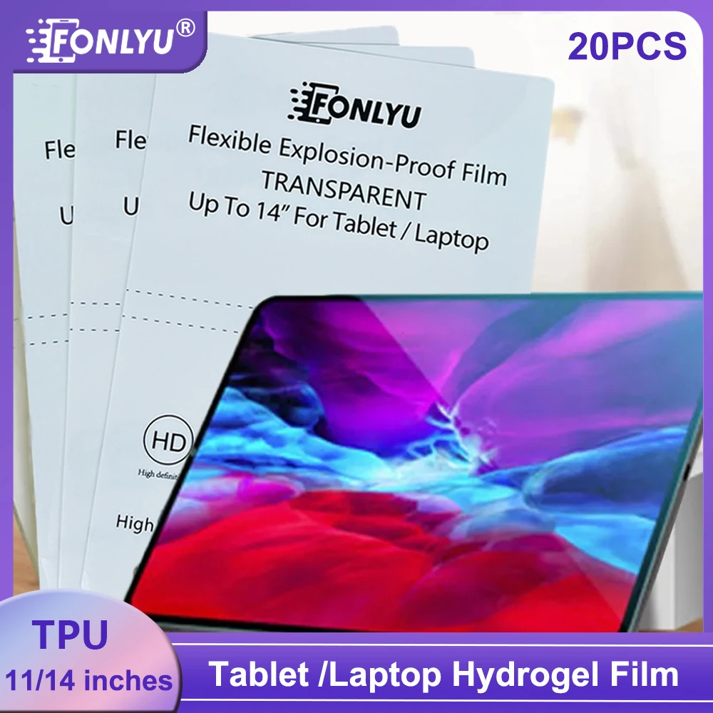 FONLYU 20PC TPU Hydrogel Film For iPad 9.7 10.5 Pro 11 12.9 14 Inch Tablet Laptop Front Screen Protector Cutting Machine Plotter