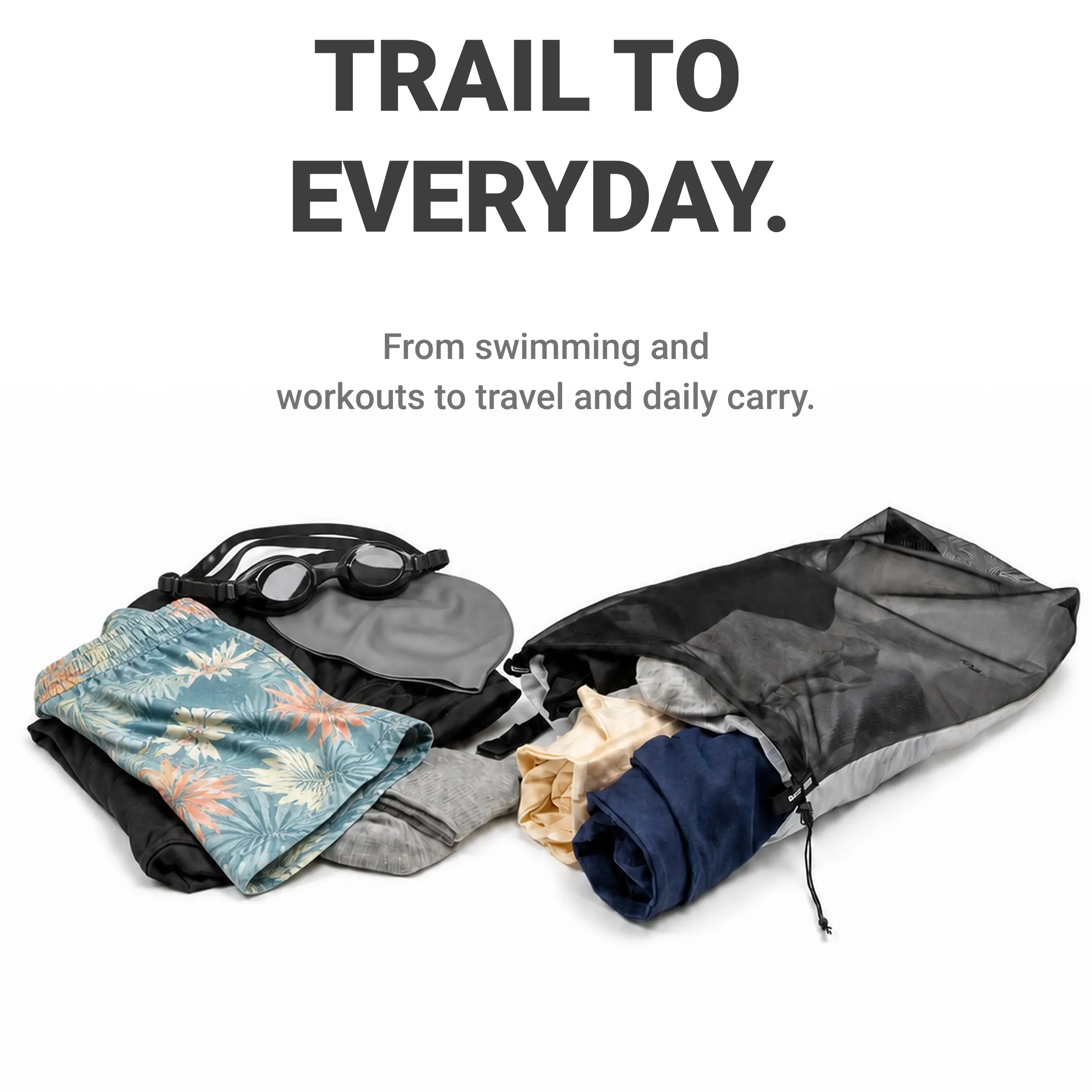 [HODRGEAR] Dry/Wet Organizer Ultralight Two Zone Storage Sack 15D Coated Nylon+Mesh Pocket Separate For Travel Camp Hiking