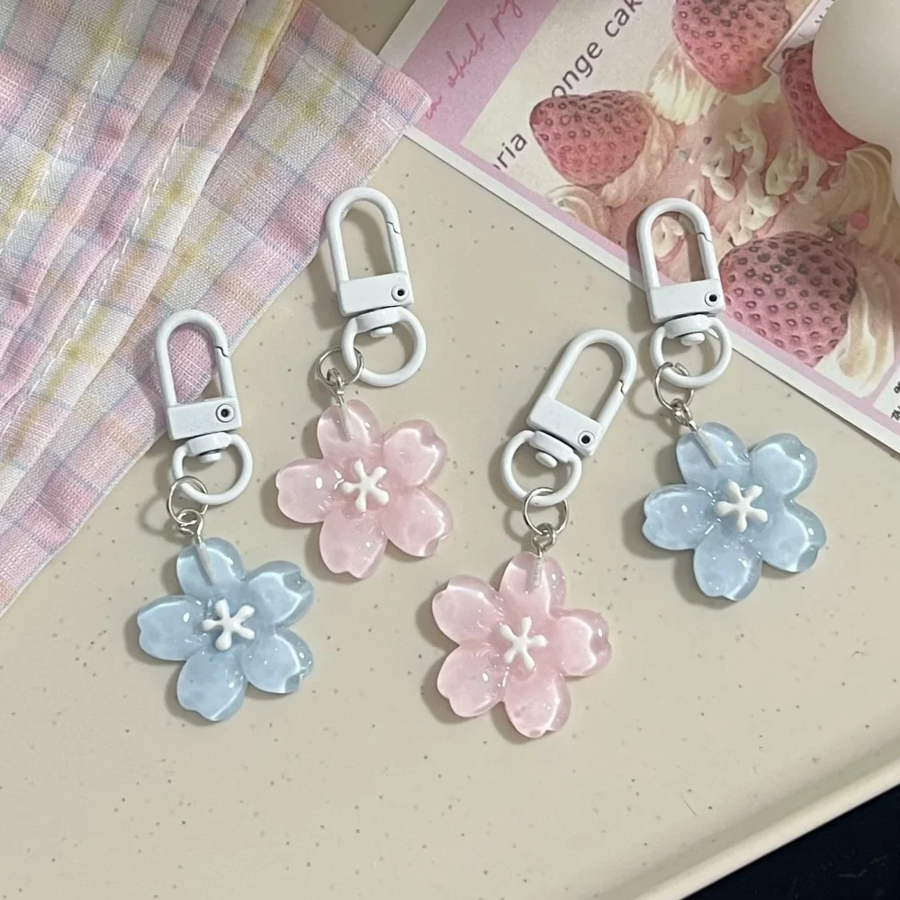 1pcs Simulated Sakura Key Chain Resin Flower Jelly Sakura Pendant Keyring Keyring Cherry Blossom Translucent Flower Doll Pendant