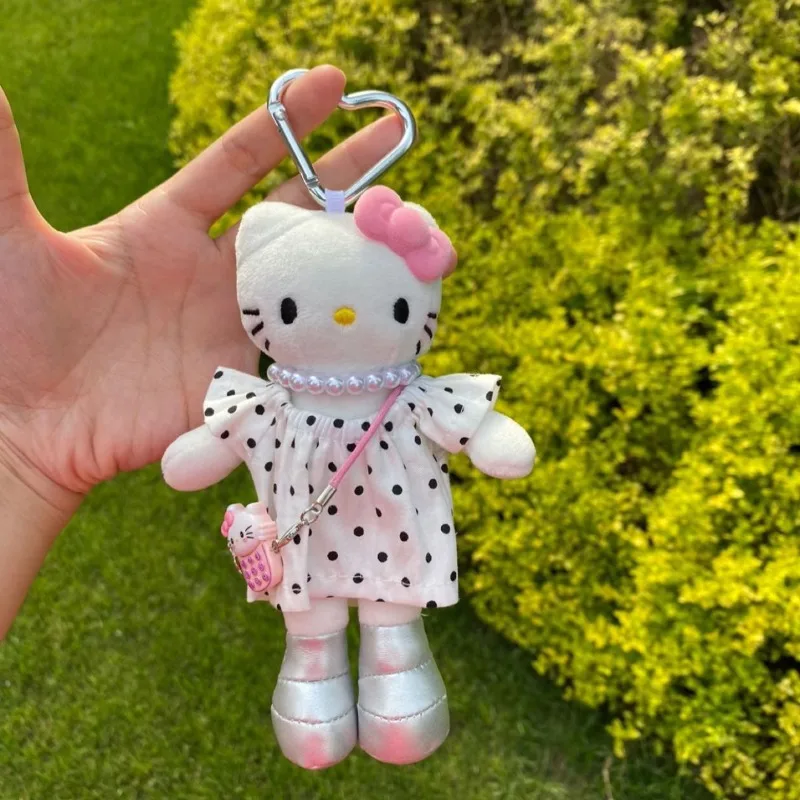 Kawaii hello kitty sanrio bonito mochila pingentes crianças brinquedo de pelúcia chaveiro decoração estudante presentes de natal para meninas