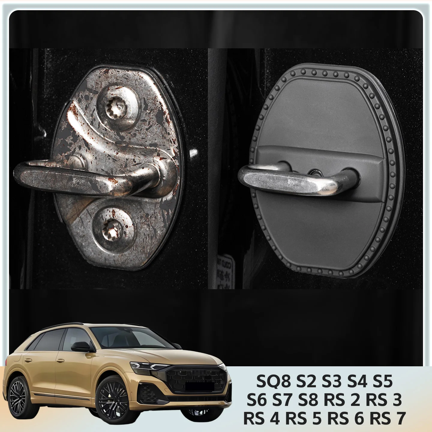 

2/4Pcs Silicone Car Door Lock Cover Protective Decoration Case For Audi SQ8 S2 S3 S4 S5 S6 S7 S8 RS 2 RS 3 RS 4 RS 5 RS 6 RS 7