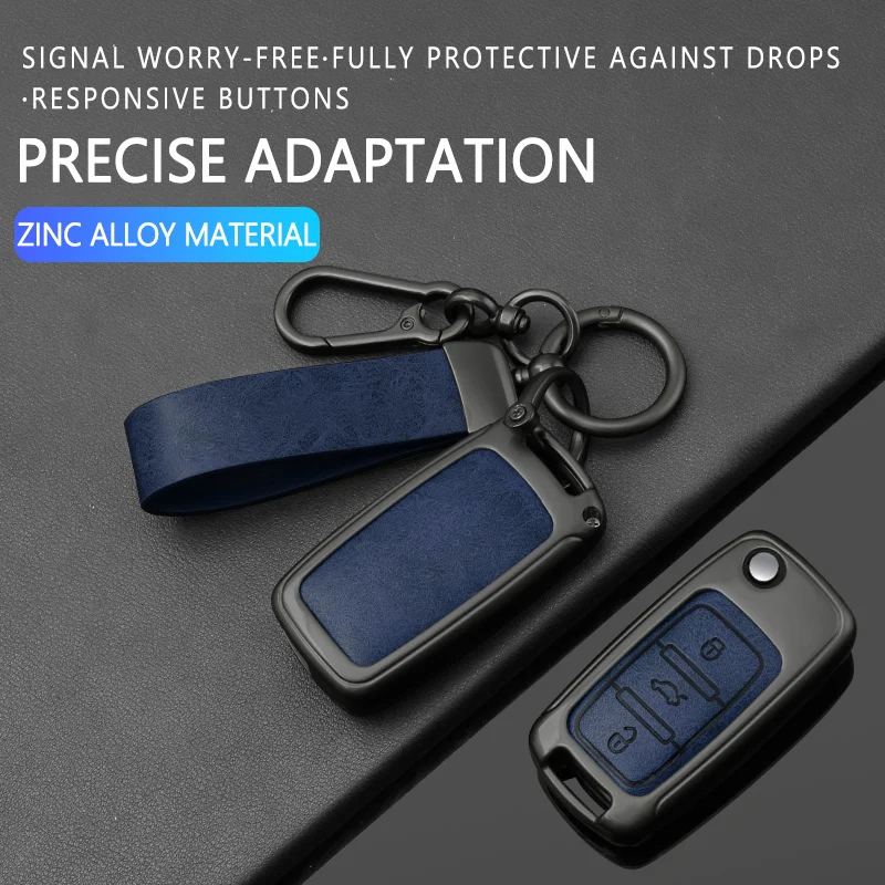 Alloy Leather Car Remote Key Case Cover for VW Volkswagen Polo Tiguan Passat B5 B6 B7 Golf 4 5 6 MK6 Jetta Lavida Accessories