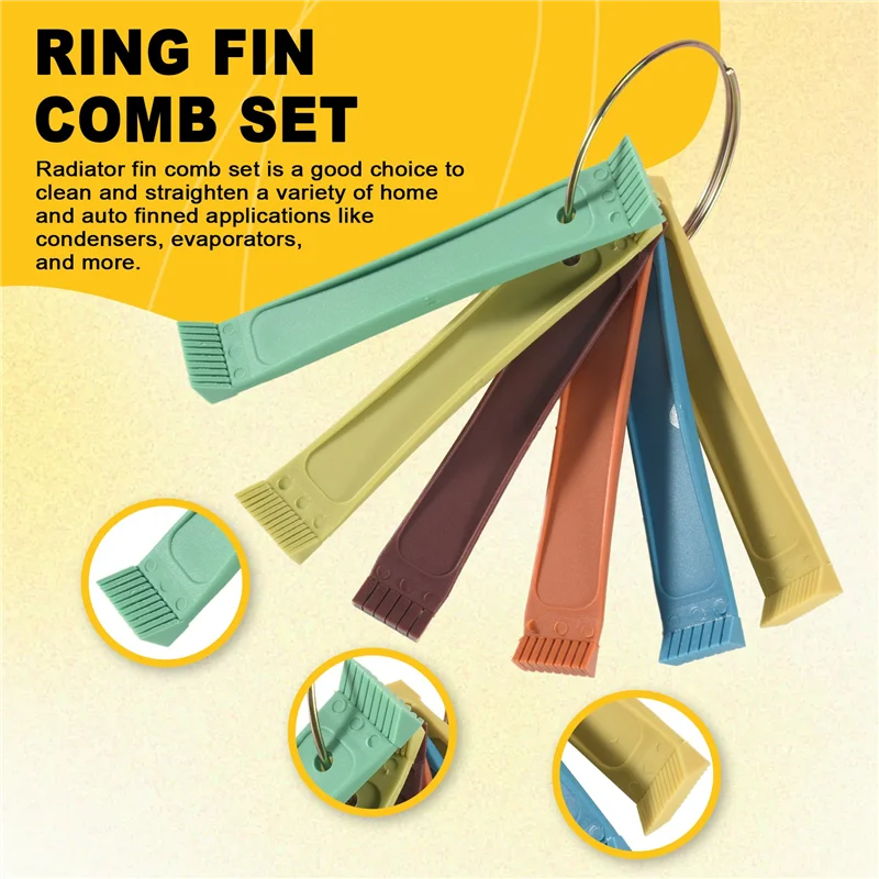 ABLU-FCR6 Ring Fin Comb Set, Air Conditioner Fin Comb Straighten Verdampfer Kondensator Spulen, AC Fin Comb Straightener