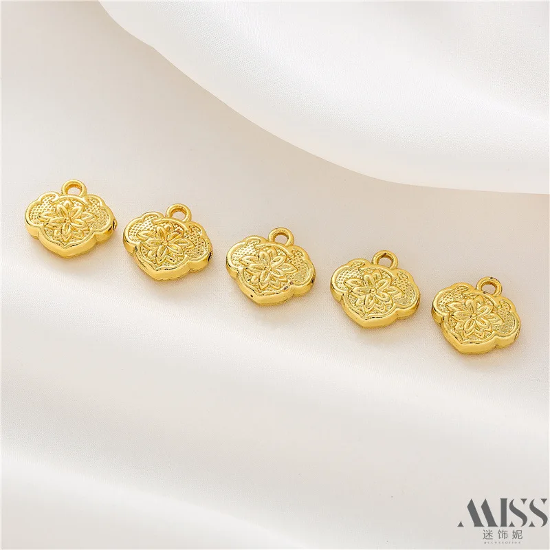18K Sand Gold 3D Lotus Spacer Beads with Bail Color Retention for DIY Bracelet Necklace Pendant Jewelry