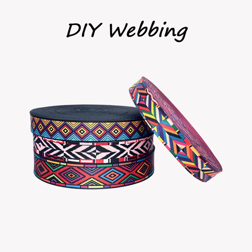 38mm 5/10/20/50yards Nylon Webbing High Quality Printed Trend Personality Schoolbag Replacement Strap Sewing DIY Accessories