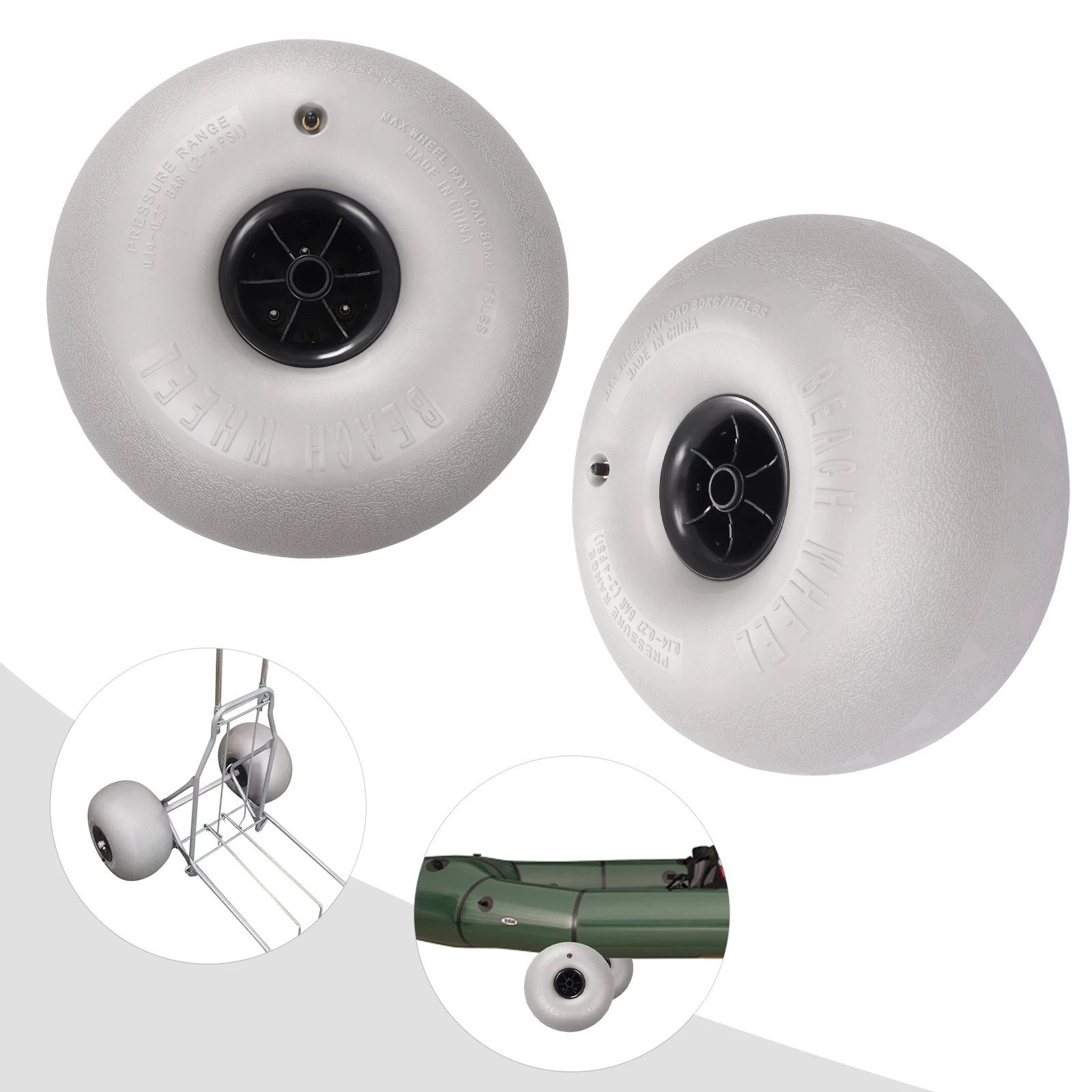 Durable 16-Inch Inflatable Beach Wheels, Lightweight, High Weight Capacity, for Sand Transport