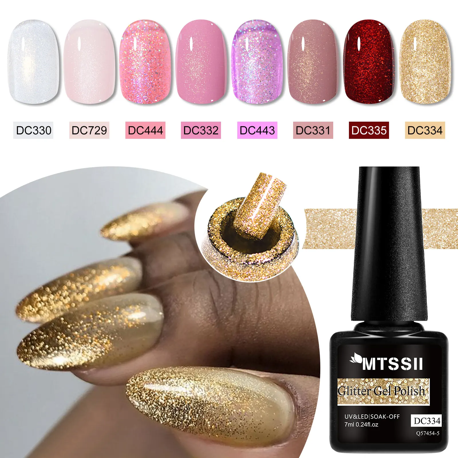 MTSSII 8 pièces ensemble de vernis à ongles Gel gelée réfléchissante blanc laiteux paillettes rouge or couleurs pour décorations Nail Art Design de manucure