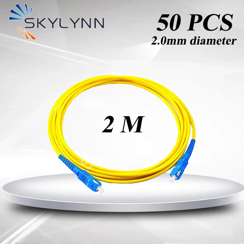 

50PCS 2 Meter Length SC/UPC Optical Jumper Cable SM G652D/G657A1/G657A2 SX Core 2.0mm Yellow LSZH Jacket Fiber Patch Cord