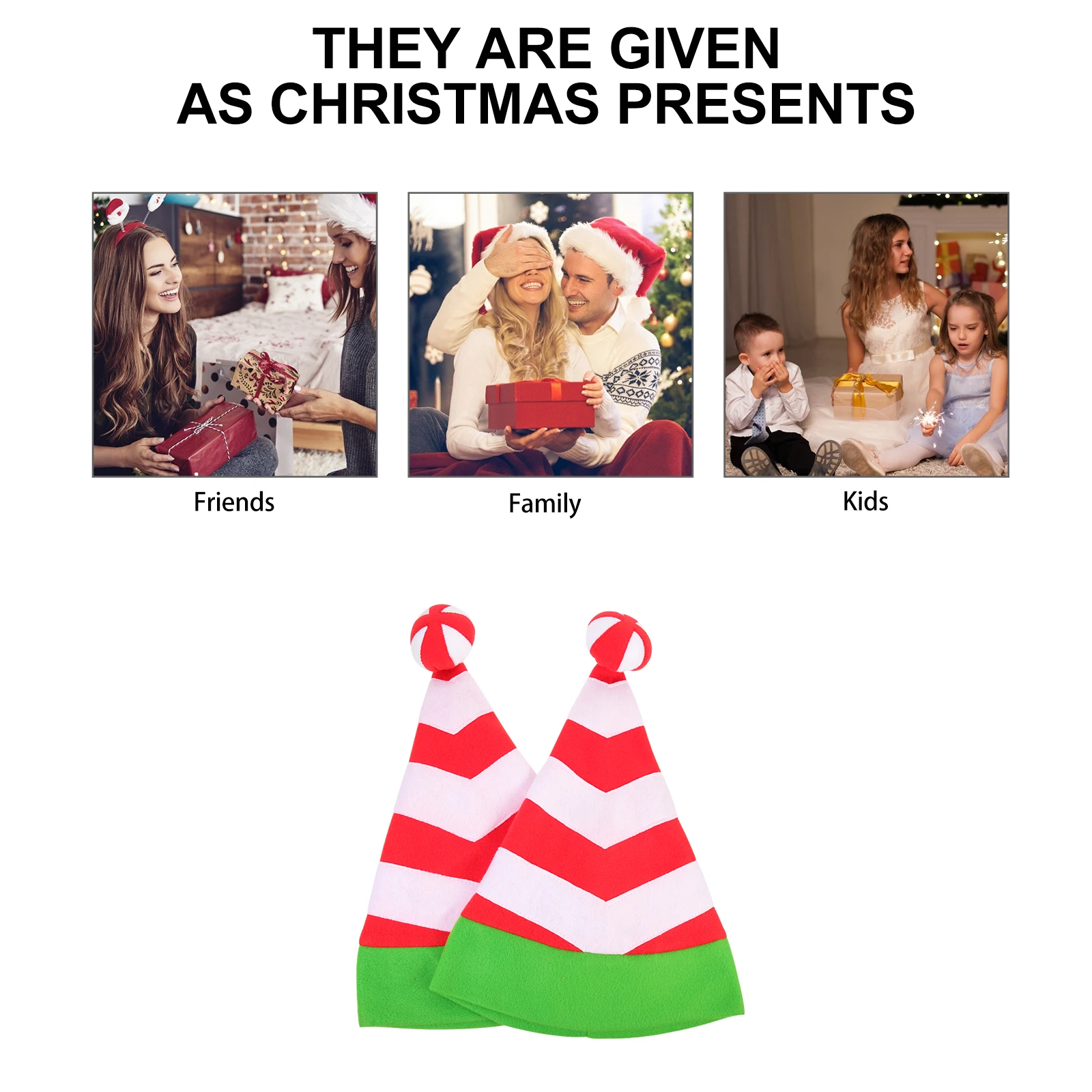 

2 Pcs Santa Hat Hats Santas Clothing Striped Party Miss for Adults Holiday