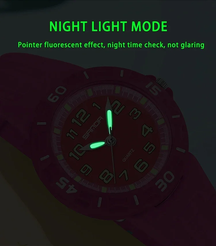 SANDA Popular Children Student Quartz Watch Fashion Simple Waterproof Silicone Strap Kids Wristwatch
