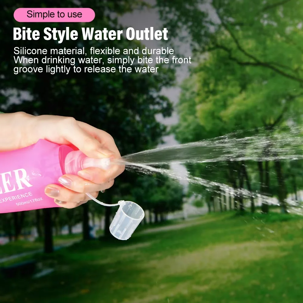 Folding Water Bottle TPU BPA-Free Collapsible Soft Flask Outdoor Sport Hiking Camping Running Portable Soft Water Bottle
