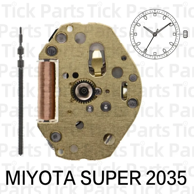 New gold 2035miyota movement super movement 3-pin durable travel time accurate and stable