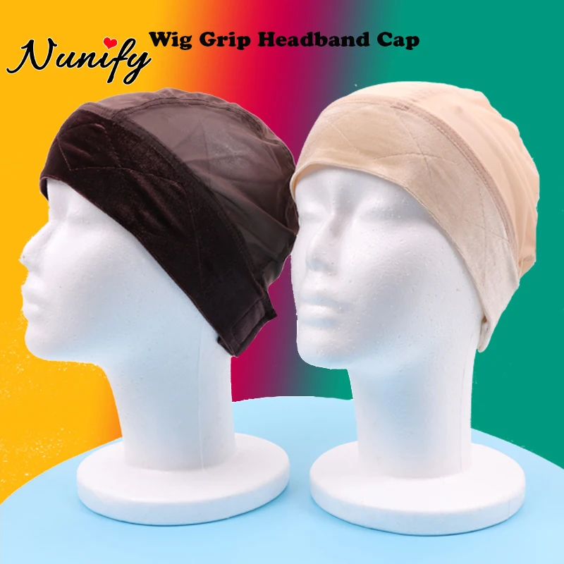 Wig Grip Cap With Velvet Headband Adjustable Headband Wig Cap For Making Wigs 1/2/3Pcs Wig Grip Headband Cap Wig Accessories