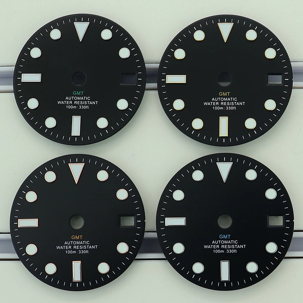 28.5mm NH35 Dial Fits NH34 NH35 Movement Watch Accessories NH34 Hands Single Calendar Dial Luminous GMT Hands Watches For Men image 3