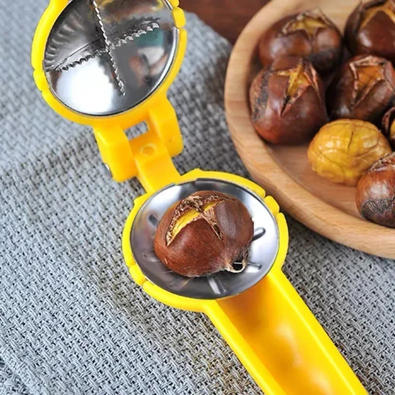 Stainless Steel Chestnut Clip Nutcracker Opener Nuts Peeler Shelling Walnut Cracker Sheller 2in1 Kitchen Gadgets and Accessories