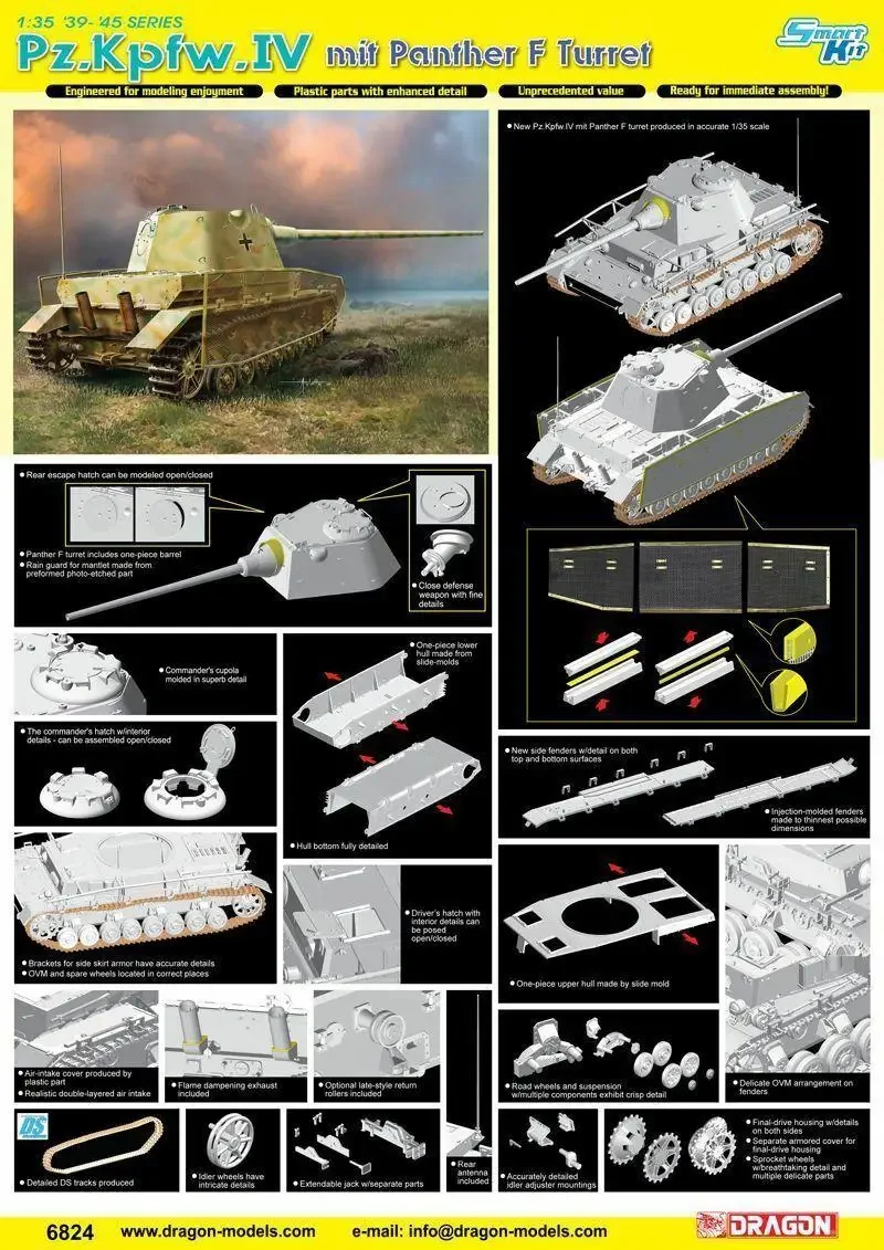 DRAGON 1/35 6824 Pz.Kpfw.IV mit Panther F Turret