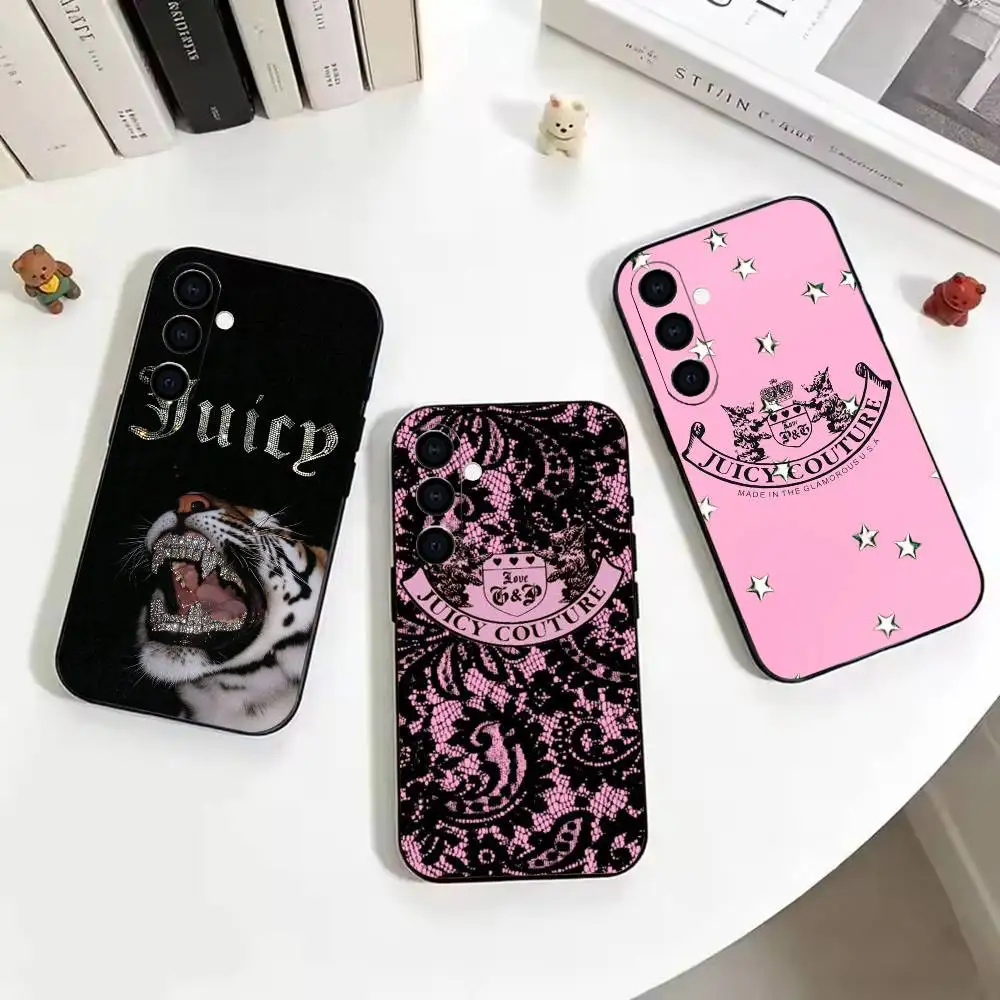 Fashion -J-Juicy C-Couture Black Soft Silicone Phone Case for Samsung Galaxy A73, A42, A72, A70, A53, A52, A51