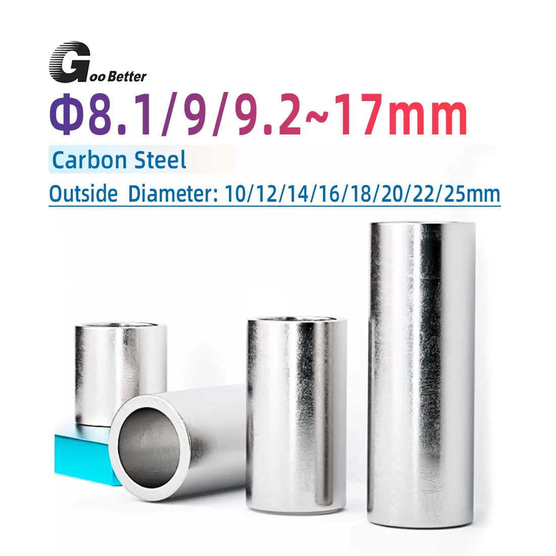 الكربون الصلب M8 M9 M10 الخيوط تحمل طوقا جلبة غسالة التعميم جوفاء طوقا طول الكم 2 3 4 5 6 ~ 40 مللي متر