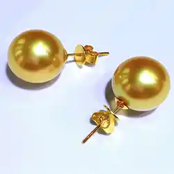 Rare Huge 12 mm Gold South Sea Shell Pearl Dangle Earring Christmas Classic Fashion CARNIVAL Aquaculture Wedding Holiday gifts