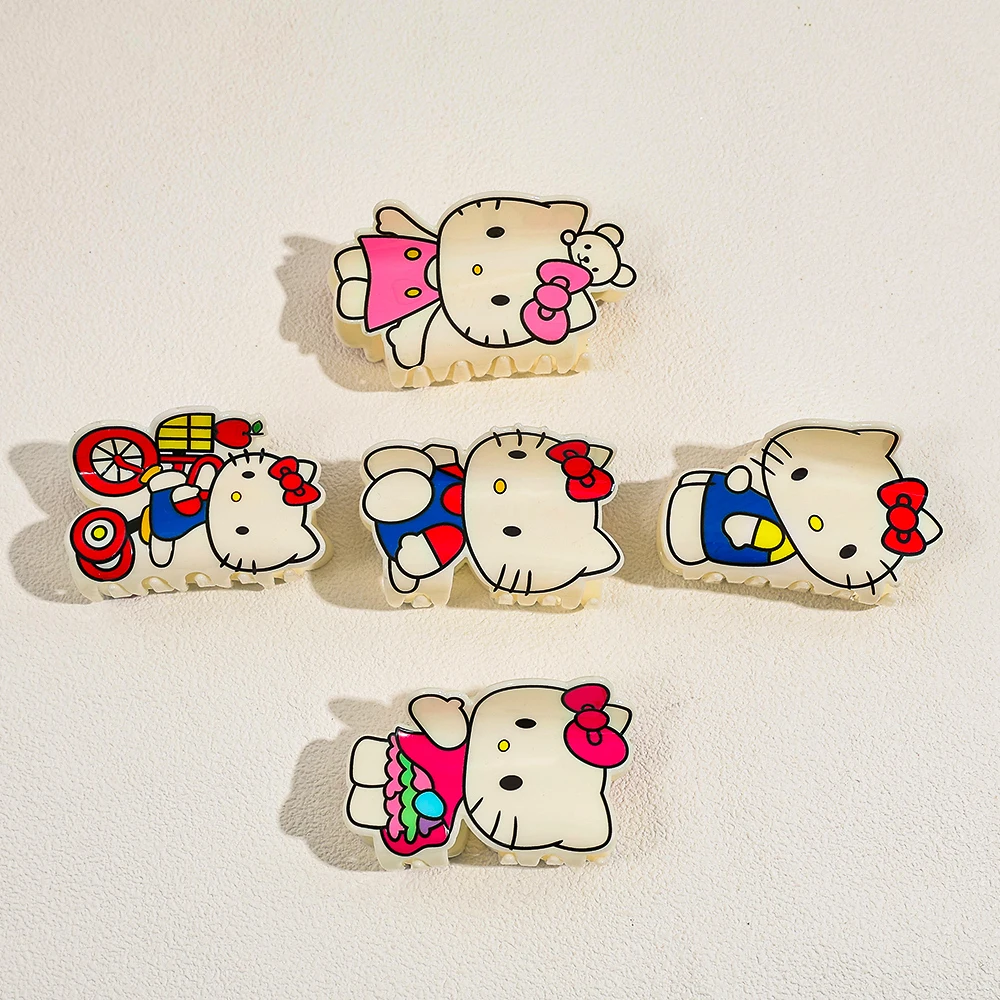 Sanrio Kitty Haarspange, dekorativer Haarschmuck, täglich, praktisch, Haarklammern, Haarfixierung, Kopfbedeckung, süßer süßer Haarschmuck