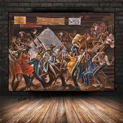 Abstract Ernie Barnes Artworks African Black Women Jazz Music Art Poster Canvas Painting Wall Print Picture for Room Home Decor