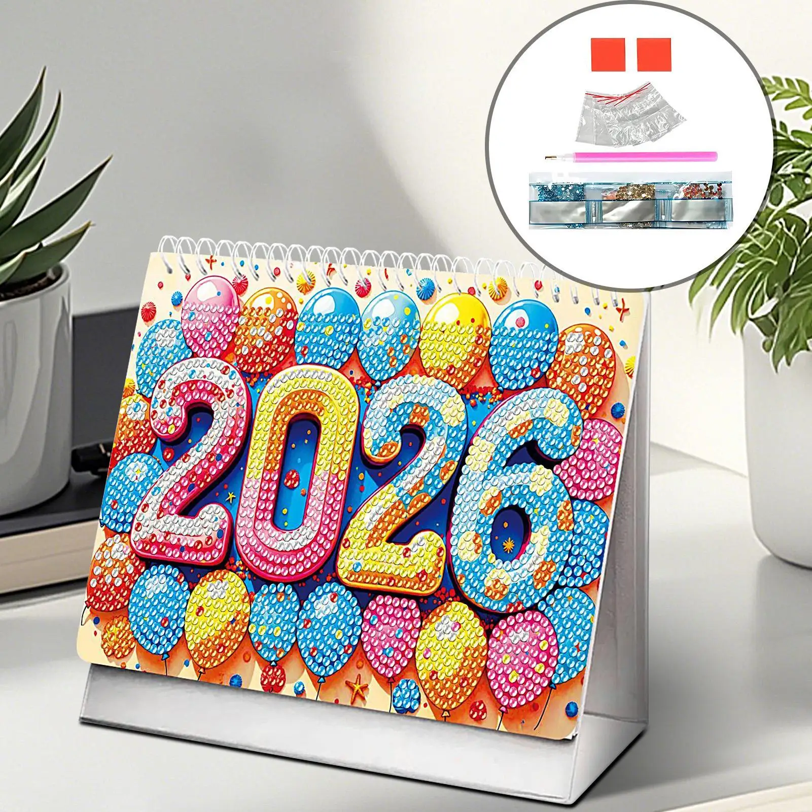 2026 Desktop Calendar Rhinestone Art Office Desk Calendar 2026 Monthly Planner Desktop Accessories For Teacher Student Classroom
