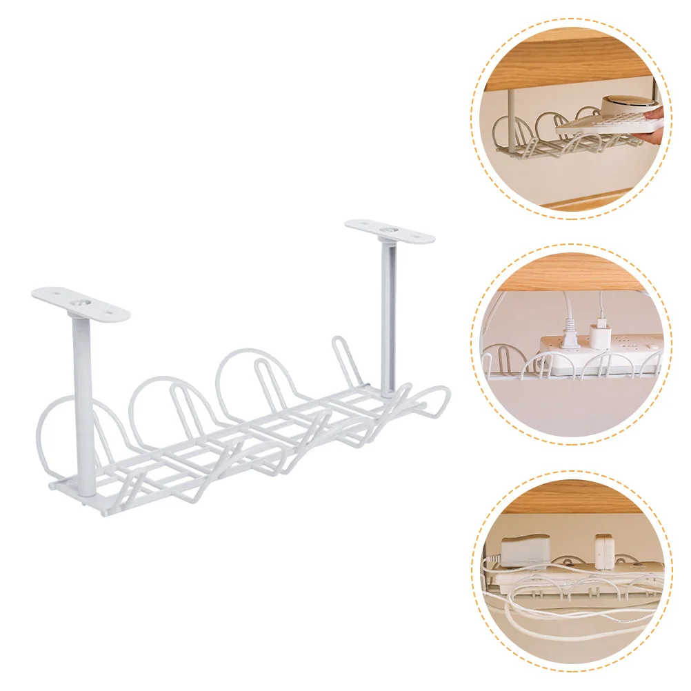 1 conjunto profissional sob o organizador de cabos de mesa cesta de ferro tira de gerenciamento de cabos suporte de armazenamento conveniente