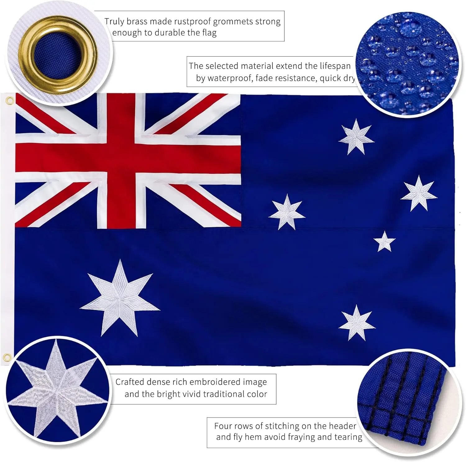 Flagnshow 100% Noly Embroider Australia Australian Flag