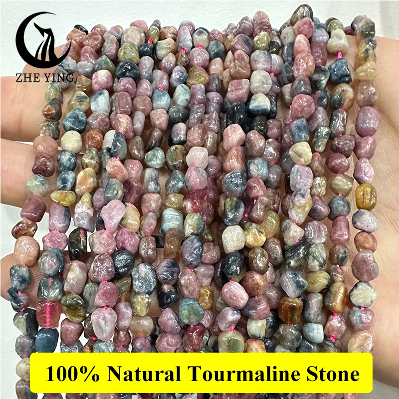 Zhe Ying 15\'\' Natural Irregular Peridot Stone Aquamarine Mookaite Sunstone Beads for Jewelry Making DIY Bracelet 6-8mm