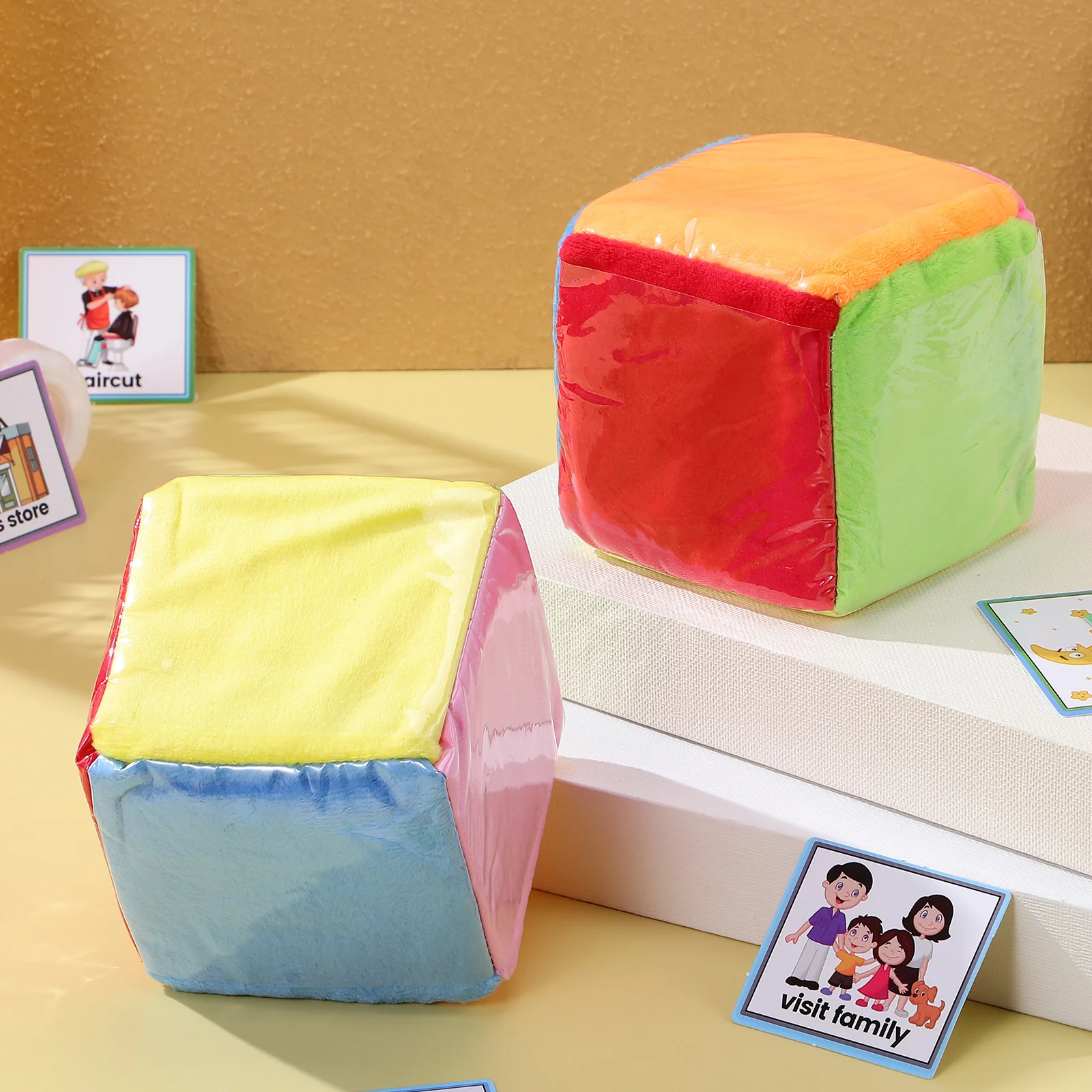 Block Plush Toy With Pockets For Classroom Game Exercise Games Story Photo Cube