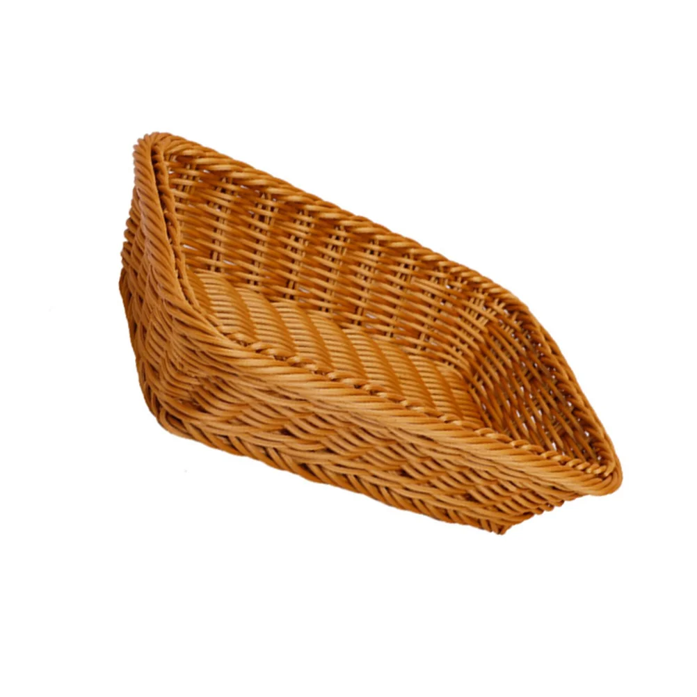 

Plastic Woven Basket Square Design Bread Tray Fruit Plate Easy Clean Damp Cloth Picnic Food Vegetable Basket Storage Kitchen Use