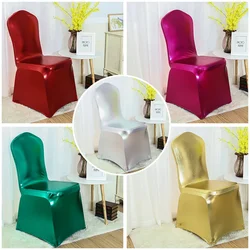 Luxury Metallic Gold Silver Spandex Chair Covers Shiny Bronze Colour Wedding Decoration High-Quality Spandex Seat Covers