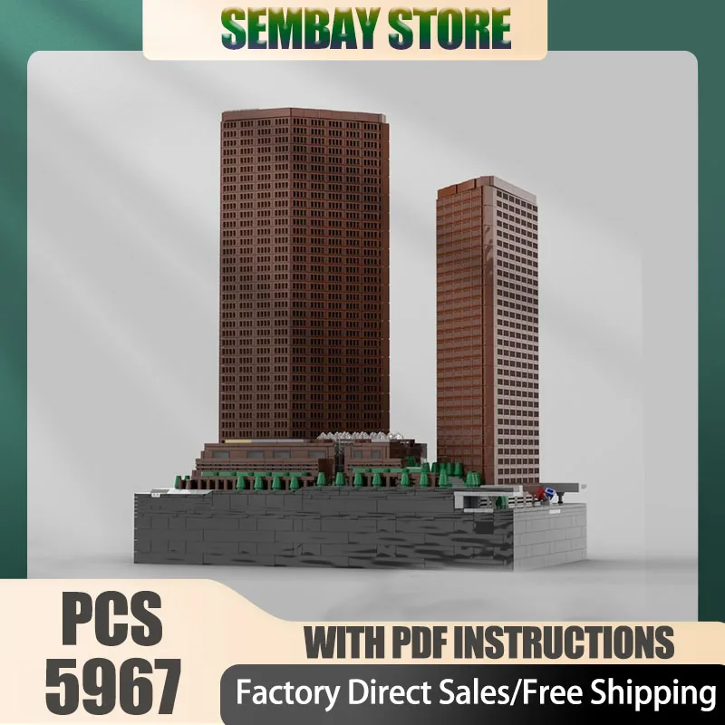 

Moc Building Bricks Modular Wells Fargo Center at 1/650th Scale Model Technology Blocks Christmas DIY Toy Construction Gifts