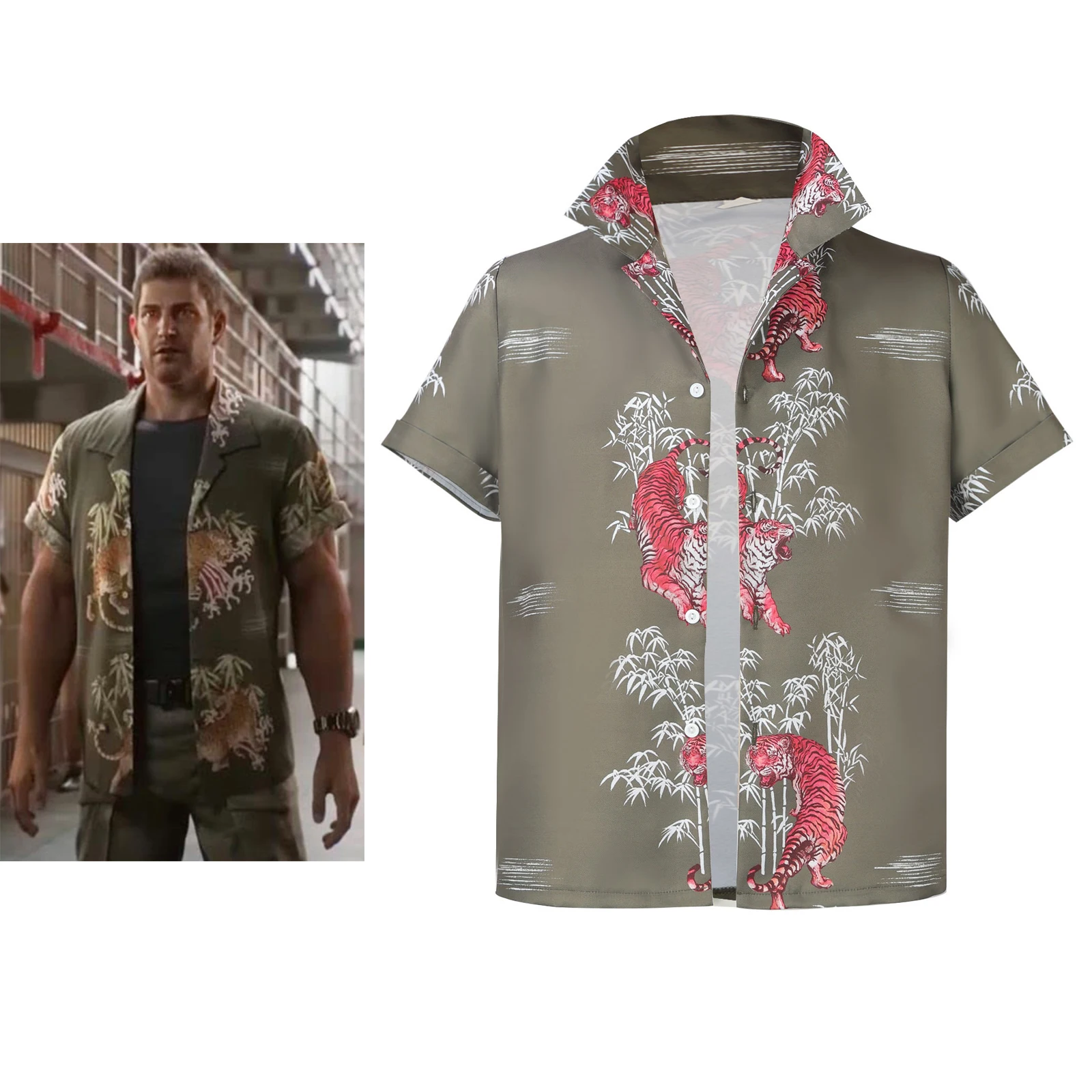 Disfraz de Cosplay de christss Redfield para hombre adulto, Camisa estampada informal, ropa de calle para vacaciones de verano, playa, Halloween, fiesta de Carnaval